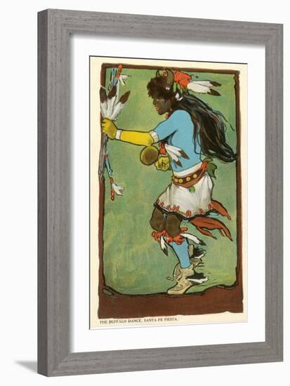 Buffalo Dance, Santa Fe Fiesta Illustration-null-Framed Art Print