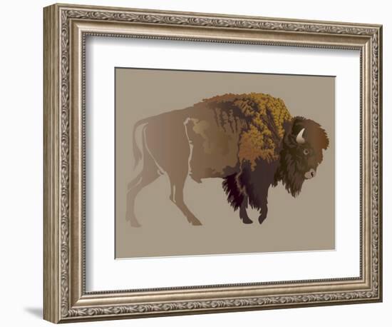 Buffalo. Hand-Drawn Illustration, Detailed Variant.-imagewriter-Framed Art Print