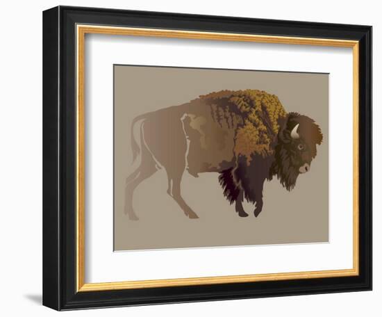 Buffalo. Hand-Drawn Illustration, Detailed Variant.-imagewriter-Framed Art Print