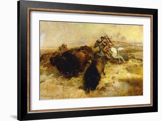 Buffalo Hunt, 1897-Charles Marion Russell-Framed Giclee Print