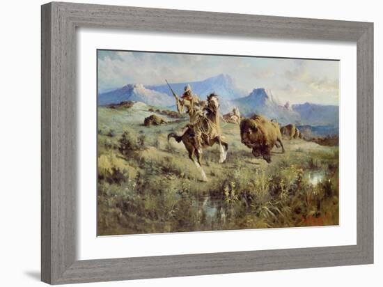 Buffalo hunt. 1905-Edga Samuel Paxson-Framed Premium Giclee Print