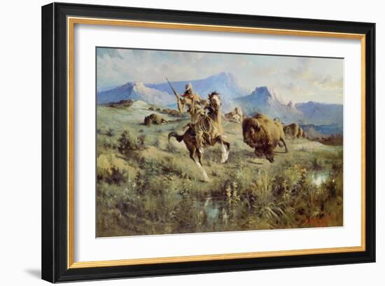 Buffalo hunt. 1905-Edga Samuel Paxson-Framed Premium Giclee Print