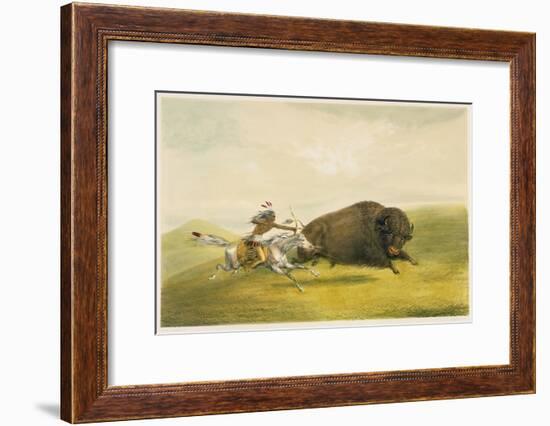 Buffalo Hunt Chase-George Catlin-Framed Giclee Print