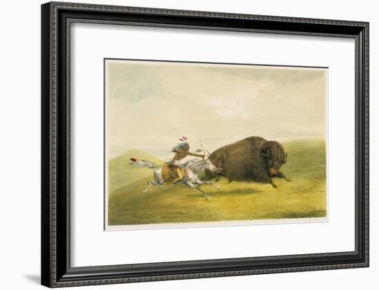 Buffalo Hunt Chase-George Catlin-Framed Giclee Print