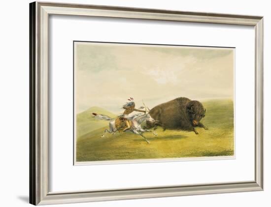 Buffalo Hunt Chase-George Catlin-Framed Giclee Print