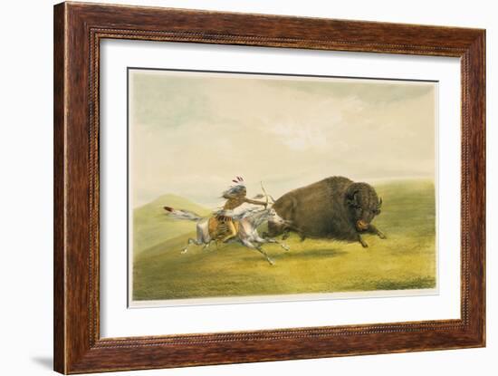 Buffalo Hunt Chase-George Catlin-Framed Giclee Print