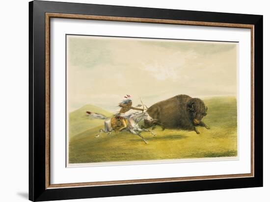 Buffalo Hunt Chase-George Catlin-Framed Giclee Print