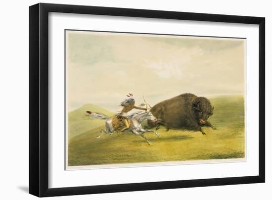 Buffalo Hunt Chase-George Catlin-Framed Giclee Print