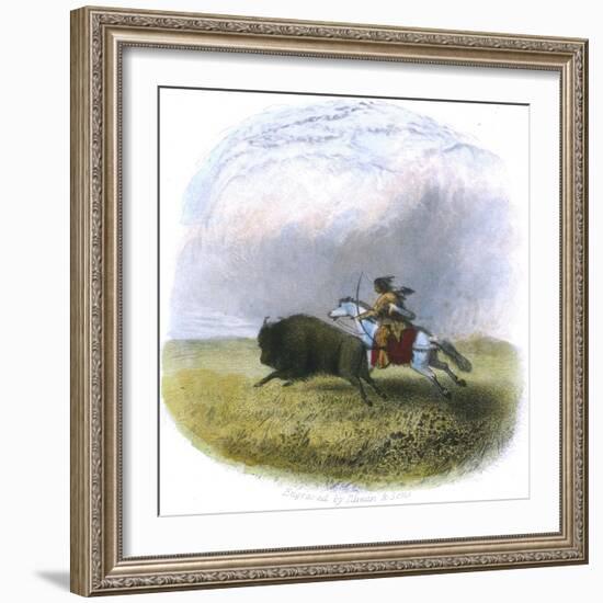 Buffalo Hunt, Engraved by Tilman and Sons, 1853-Seth Eastman-Framed Giclee Print