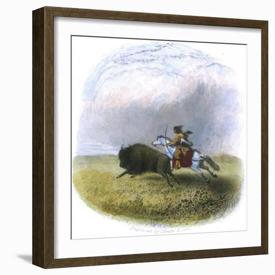 Buffalo Hunt, Engraved by Tilman and Sons, 1853-Seth Eastman-Framed Giclee Print