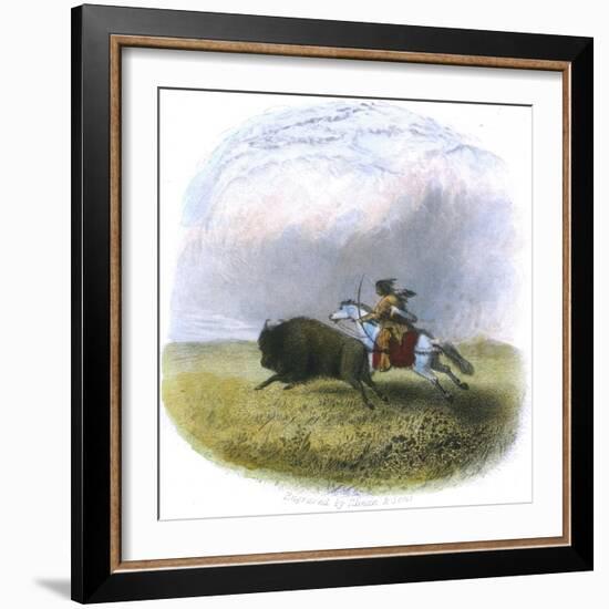 Buffalo Hunt, Engraved by Tilman and Sons, 1853-Seth Eastman-Framed Giclee Print