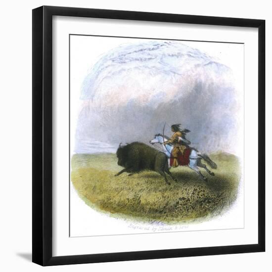 Buffalo Hunt, Engraved by Tilman and Sons, 1853-Seth Eastman-Framed Giclee Print