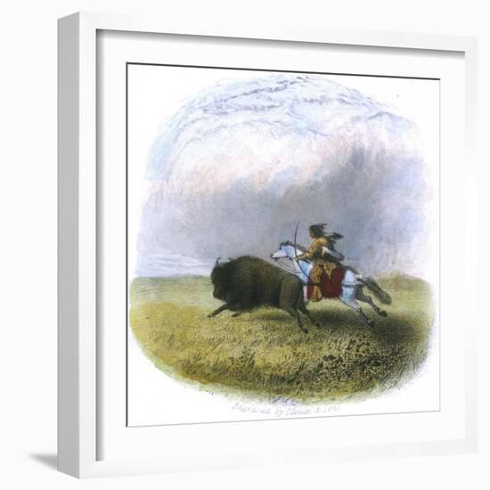 Buffalo Hunt, Engraved by Tilman and Sons, 1853-Seth Eastman-Framed Giclee Print