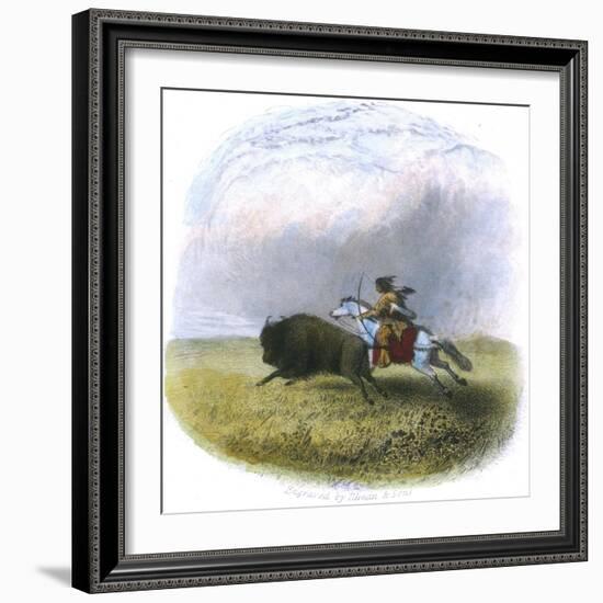 Buffalo Hunt, Engraved by Tilman and Sons, 1853-Seth Eastman-Framed Giclee Print