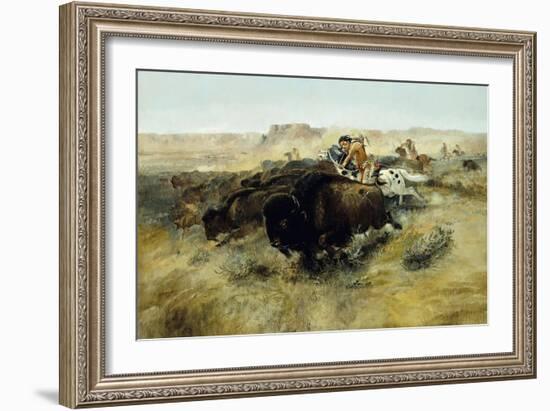 Buffalo Hunt No. 7, 1892-1895-Charles Marion Russell-Framed Giclee Print