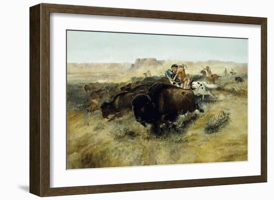 Buffalo Hunt No. 7, 1892-1895-Charles Marion Russell-Framed Giclee Print