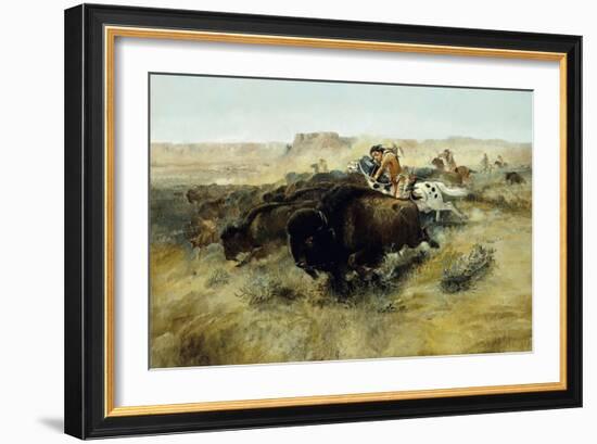 Buffalo Hunt No. 7, 1892-1895-Charles Marion Russell-Framed Giclee Print