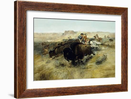 Buffalo Hunt no. 7-Charles Marion Russell-Framed Giclee Print