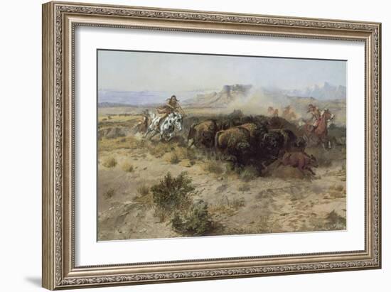 Buffalo Hunt Number 26, 1899-Charles Marion Russell-Framed Giclee Print