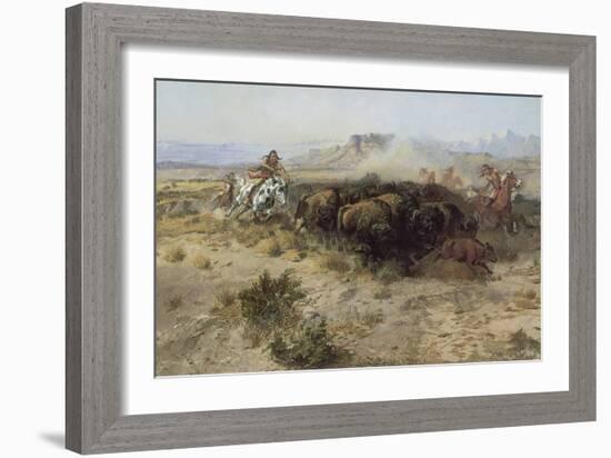 Buffalo Hunt Number 26, 1899-Charles Marion Russell-Framed Giclee Print