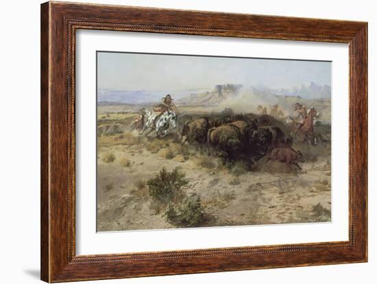 Buffalo Hunt Number 26, 1899-Charles Marion Russell-Framed Giclee Print