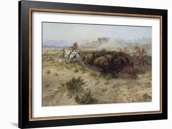 Buffalo Hunt Number 26, 1899-Charles Marion Russell-Framed Giclee Print