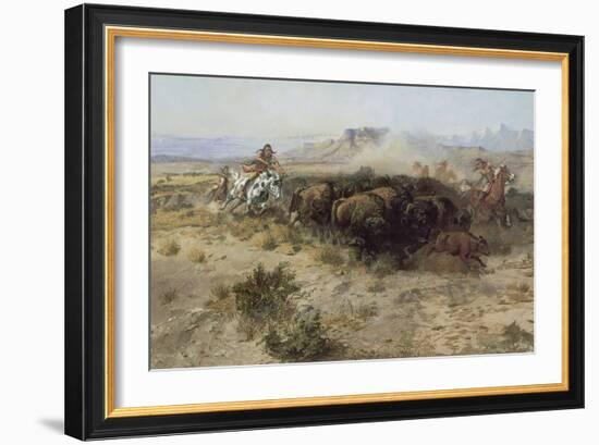 Buffalo Hunt Number 26, 1899-Charles Marion Russell-Framed Giclee Print