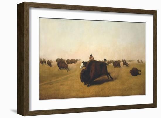 Buffalo Hunt on the Plains, 1872-William J. Hays-Framed Giclee Print