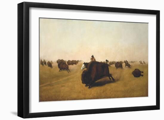 Buffalo Hunt on the Plains, 1872-William J. Hays-Framed Giclee Print