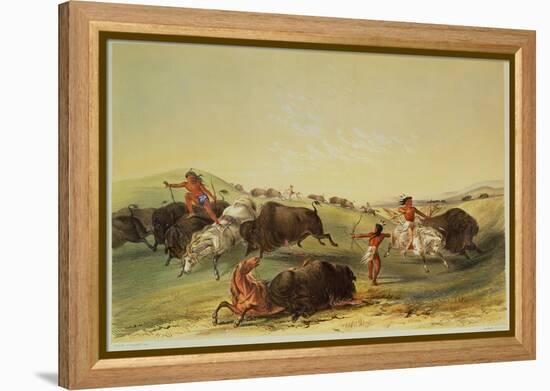 Buffalo Hunt, Plate 7 from Catlin's North American Indian Collection, by Mcgahey, Day and Haghe-George Catlin-Framed Premier Image Canvas
