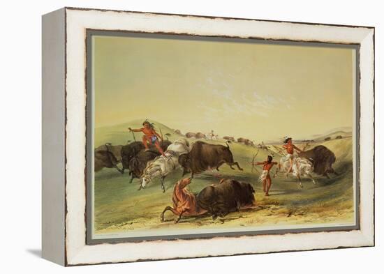 Buffalo Hunt, Plate 7 from Catlin's North American Indian Collection, by Mcgahey, Day and Haghe-George Catlin-Framed Premier Image Canvas