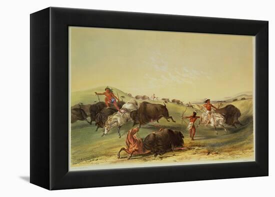 Buffalo Hunt, Plate 7 from Catlin's North American Indian Collection, by Mcgahey, Day and Haghe-George Catlin-Framed Premier Image Canvas
