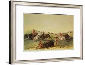 Buffalo Hunt, Plate 7 from Catlin's North American Indian Collection, by Mcgahey, Day and Haghe-George Catlin-Framed Giclee Print