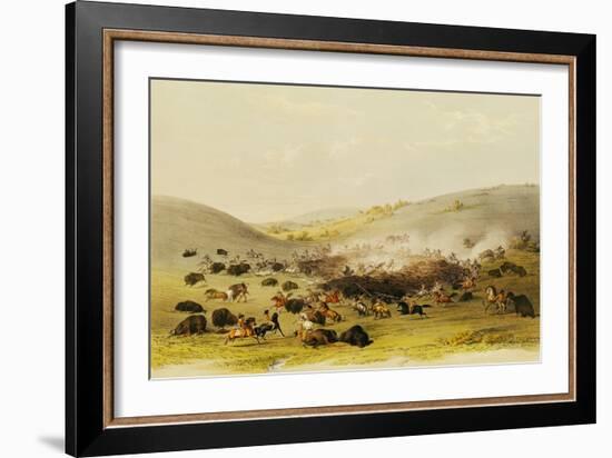 Buffalo Hunt, Surround, circa 1832-George Catlin-Framed Giclee Print