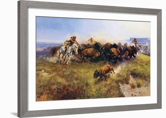 Buffalo Hunt-Charles Marion Russell-Framed Art Print