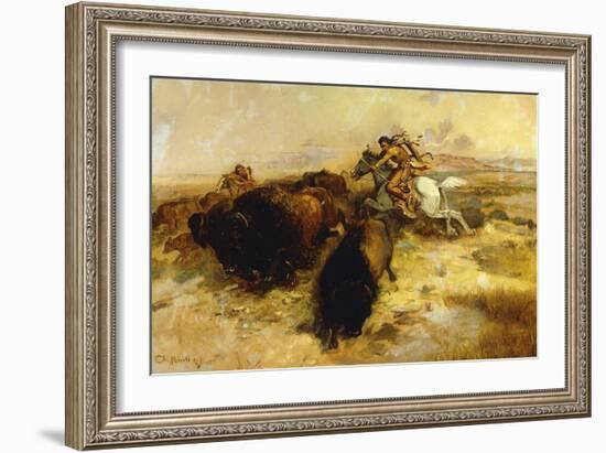 Buffalo Hunt-Charles Marion Russell-Framed Giclee Print