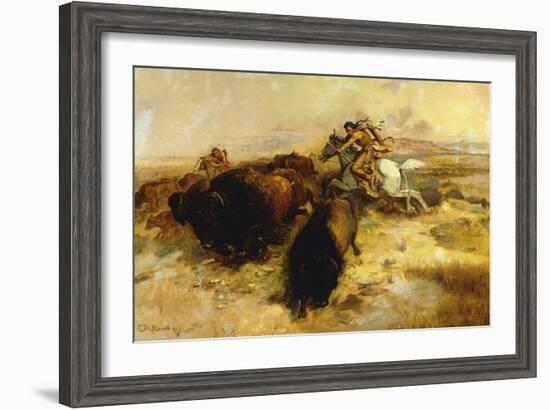 Buffalo Hunt-Charles Marion Russell-Framed Giclee Print