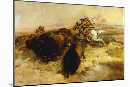 Buffalo Hunt-Charles Marion Russell-Mounted Giclee Print