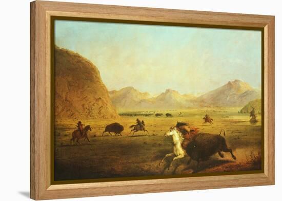 Buffalo Hunt-Alfred Jacob Miller-Framed Stretched Canvas