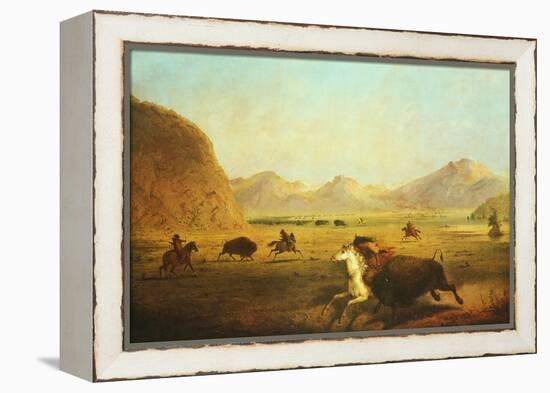 Buffalo Hunt-Alfred Jacob Miller-Framed Stretched Canvas