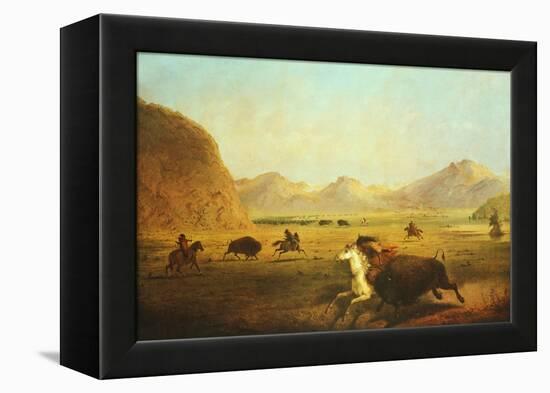 Buffalo Hunt-Alfred Jacob Miller-Framed Stretched Canvas