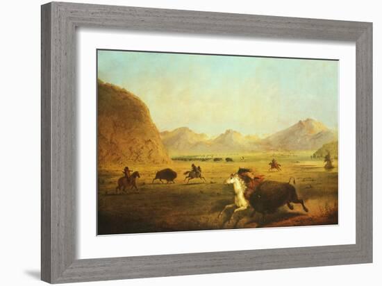 Buffalo Hunt-Alfred Jacob Miller-Framed Art Print