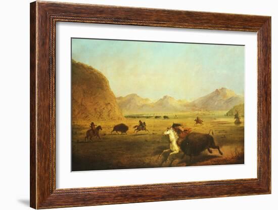 Buffalo Hunt-Alfred Jacob Miller-Framed Art Print