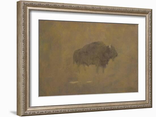 Buffalo in a Sandstorm (Oil on Paper Mounted on Board)-Albert Bierstadt-Framed Giclee Print