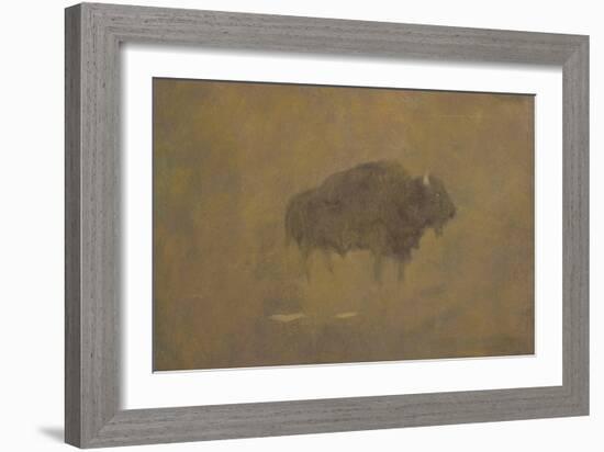 Buffalo in a Sandstorm (Oil on Paper Mounted on Board)-Albert Bierstadt-Framed Giclee Print