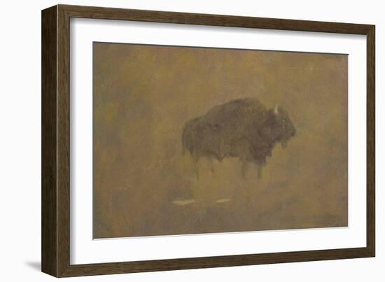 Buffalo in a Sandstorm (Oil on Paper Mounted on Board)-Albert Bierstadt-Framed Giclee Print