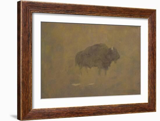 Buffalo in a Sandstorm (Oil on Paper Mounted on Board)-Albert Bierstadt-Framed Giclee Print