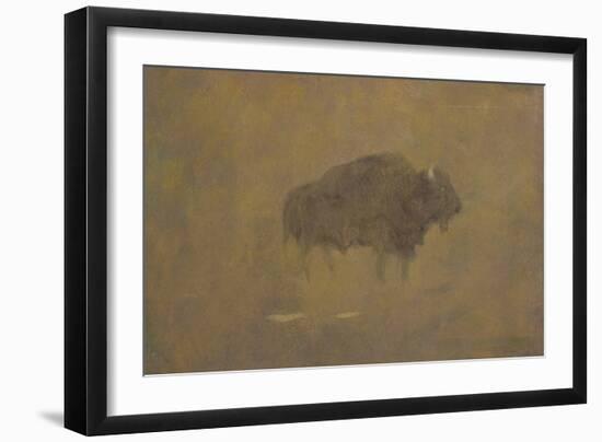 Buffalo in a Sandstorm (Oil on Paper Mounted on Board)-Albert Bierstadt-Framed Giclee Print