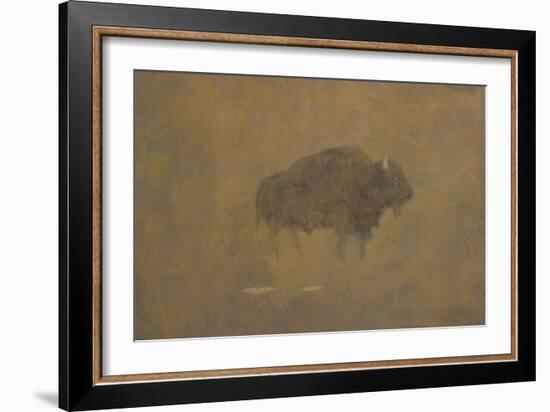 Buffalo in a Sandstorm (Oil on Paper Mounted on Board)-Albert Bierstadt-Framed Giclee Print