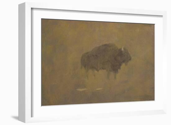 Buffalo in a Sandstorm (Oil on Paper Mounted on Board)-Albert Bierstadt-Framed Giclee Print